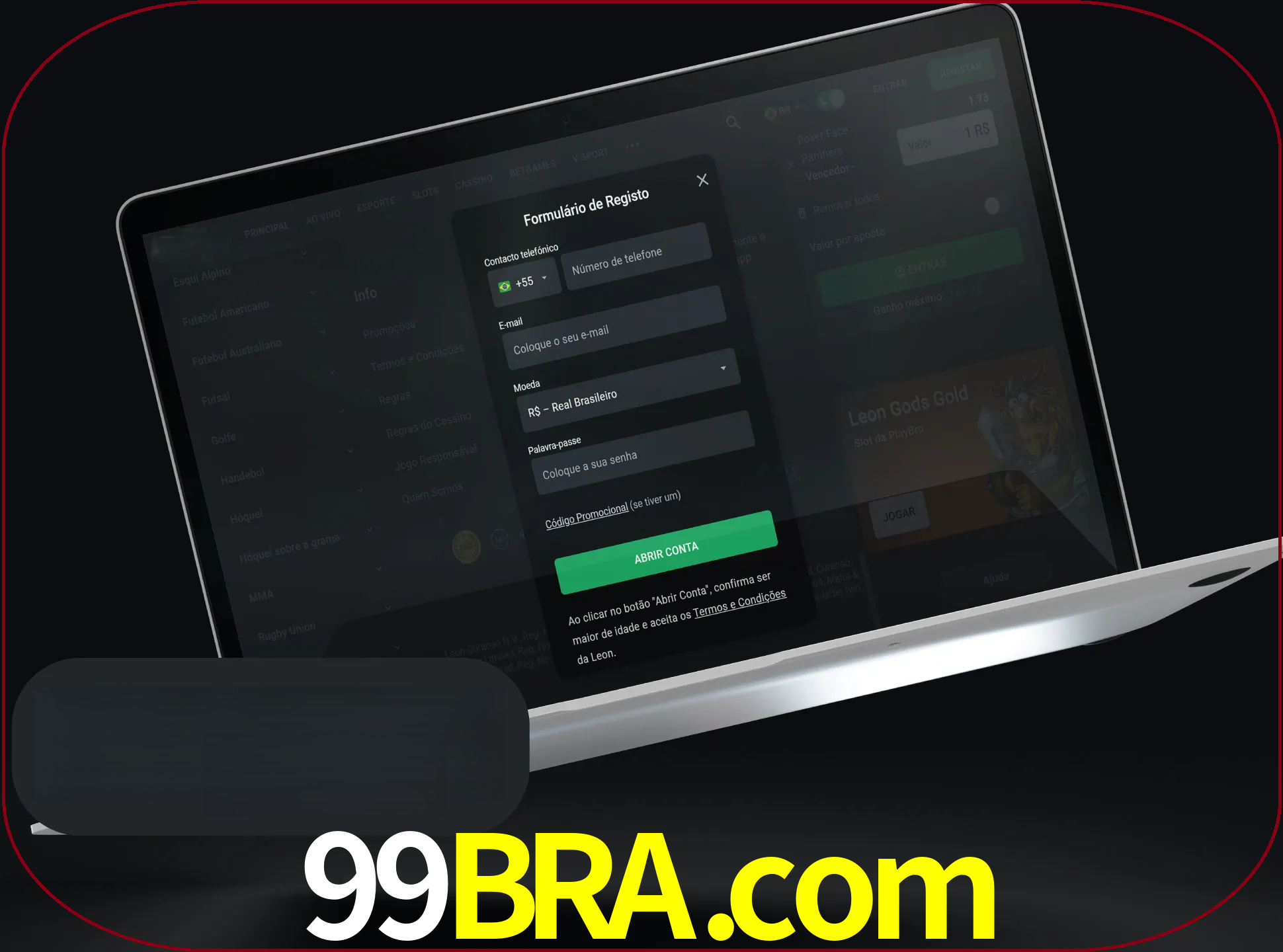 Abra o site da LeonBet e crie sua própria conta.