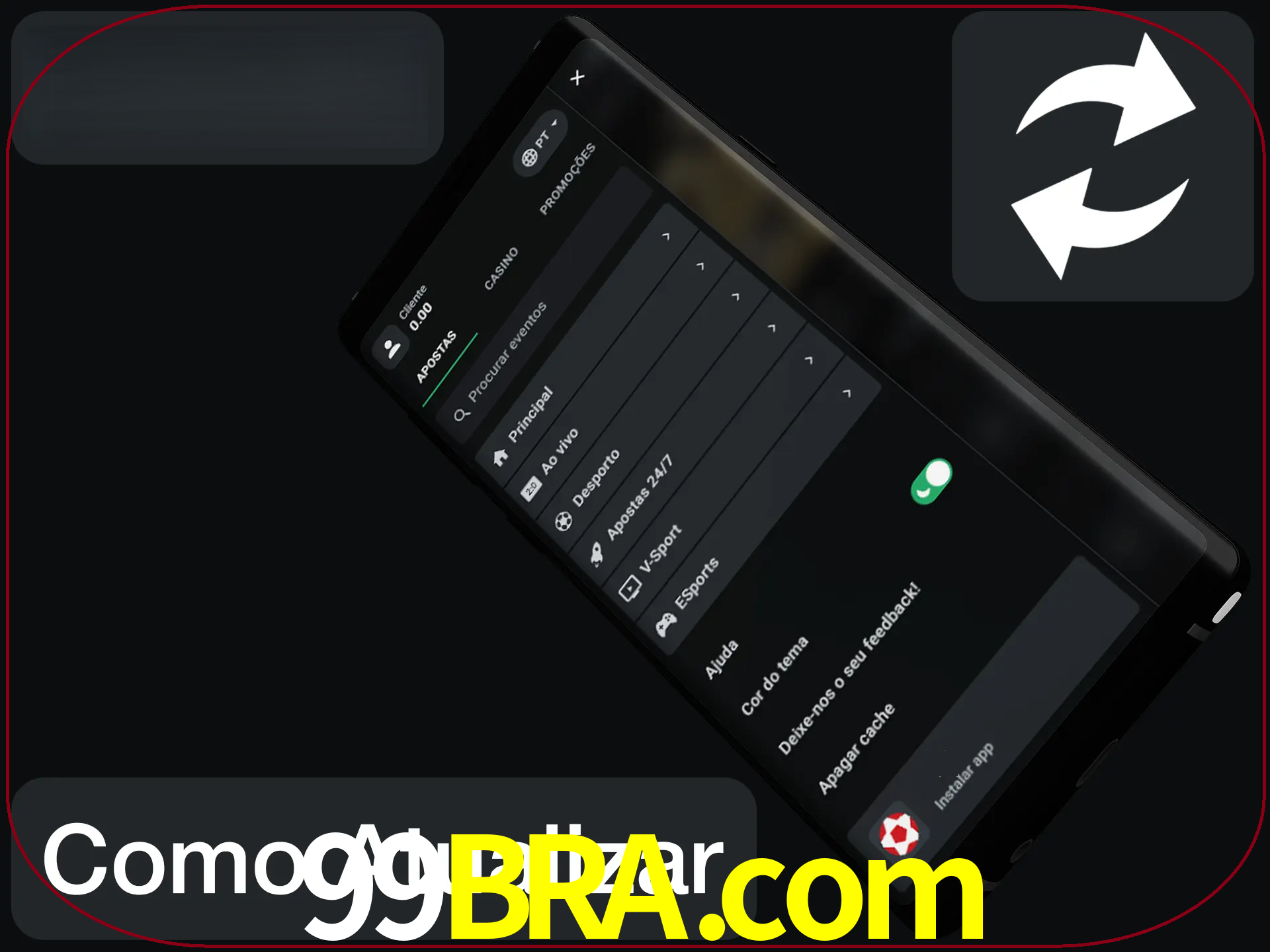 O aplicativo é atualizado automaticamente quando você faz o login.